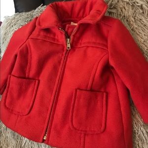 Warm red pea coat infant size 3 to 6 months